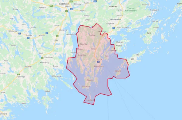 Karta över Nynäshamn.