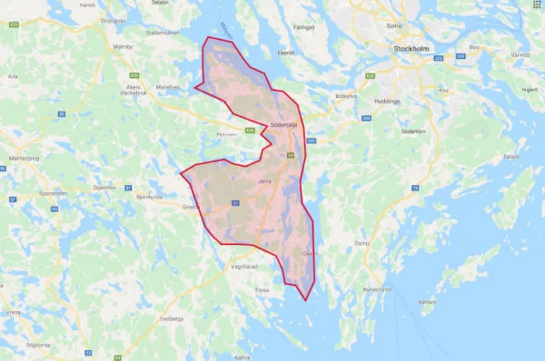 Karta över Södertälje.